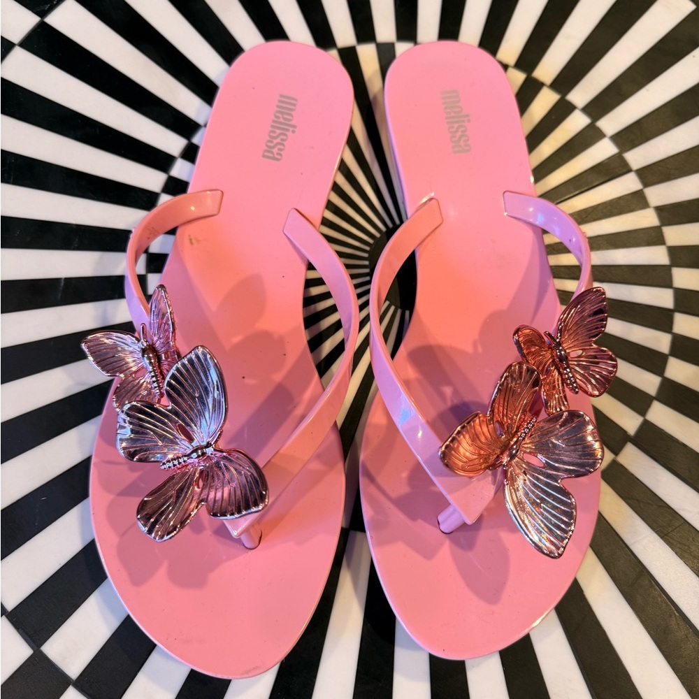 Melissa Pink Women's Sandals with Butterfly Accents